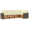 Ecksofa Set mit Kissen 5 pcs Natur und Creme Massivholz Akazie