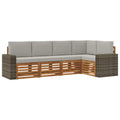 Ecksofa Set 5 pcs Natürlich und Hellgrau Massivholz Akazie