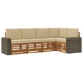 Ecksofa Set mit Kissen 5 pcs Natur und Beige Massivholz Akazie