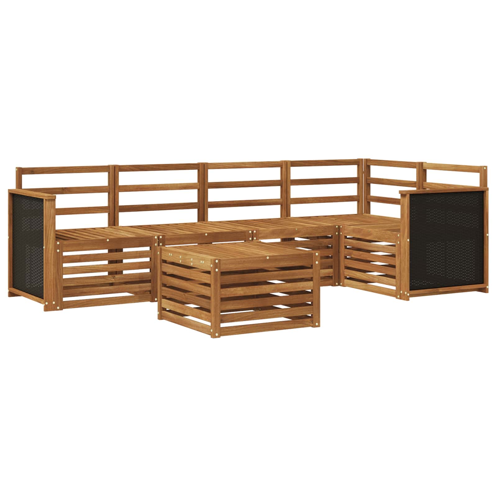 Ecksofa Set 5 pcs Natur Massivholz Akazie
