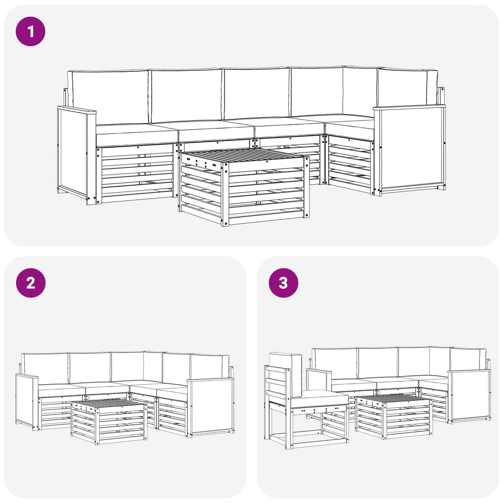 Ecksofa Set mit Kissen 5 pcs Natur und Creme
