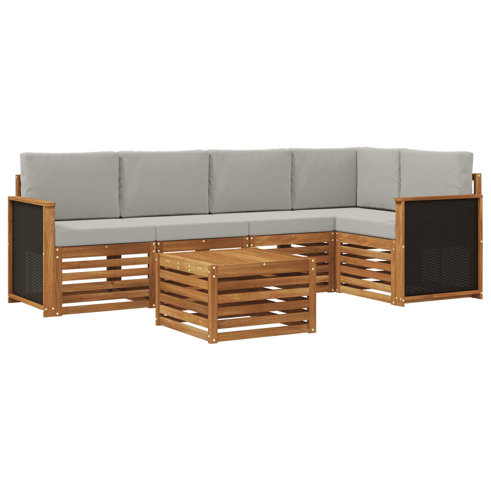Ecksofa Set mit Kissen 5 pcs Natürlich und Hellgrau
