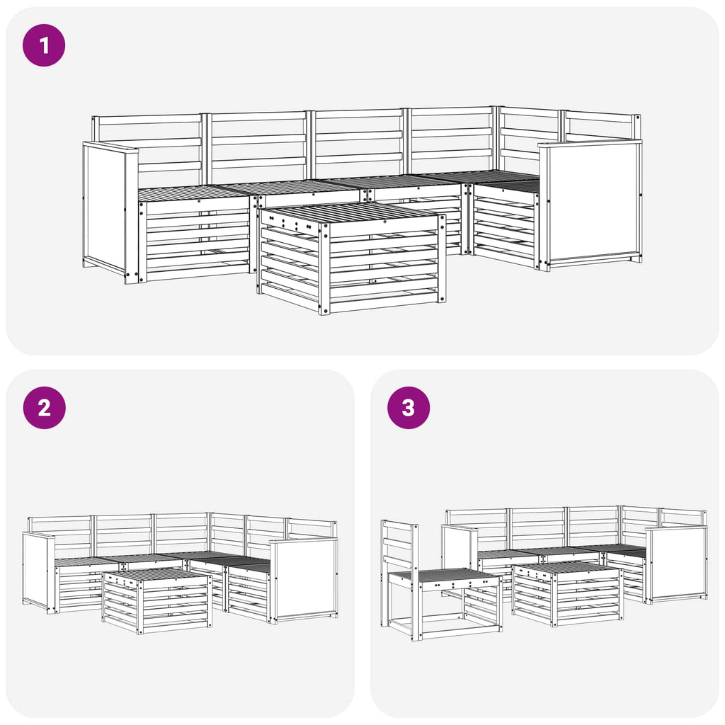 Ecksofa Set 5 pcs Natur Massivholz Akazie