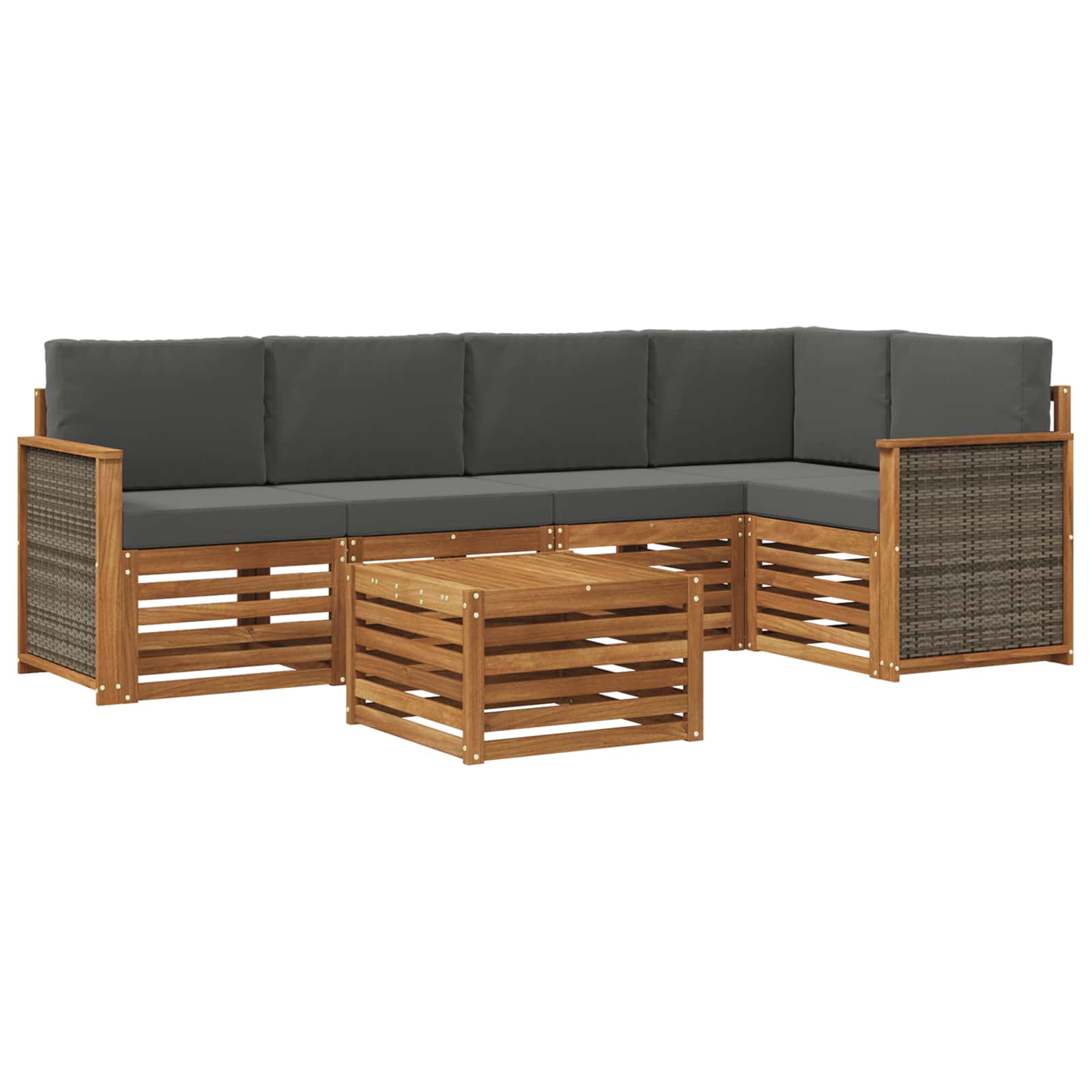 Ecksofa Set mit Kissen 5 pcs Natur und Anthrazit