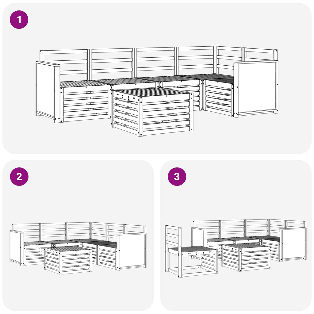 Ecksofa Set 5 pcs Natur Massivholz Akazie