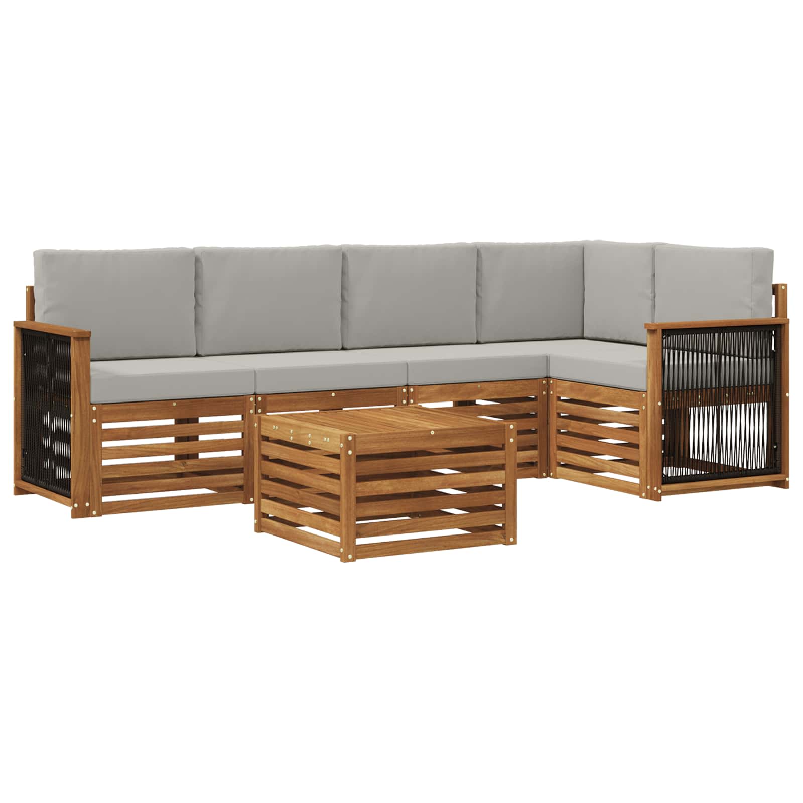 Ecksofa Set mit Kissen 5 pcs Natürlich und Hellgrau