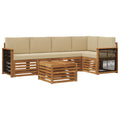 Ecksofa Set 5 pcs Natur Massives Akazienholz und Polyester