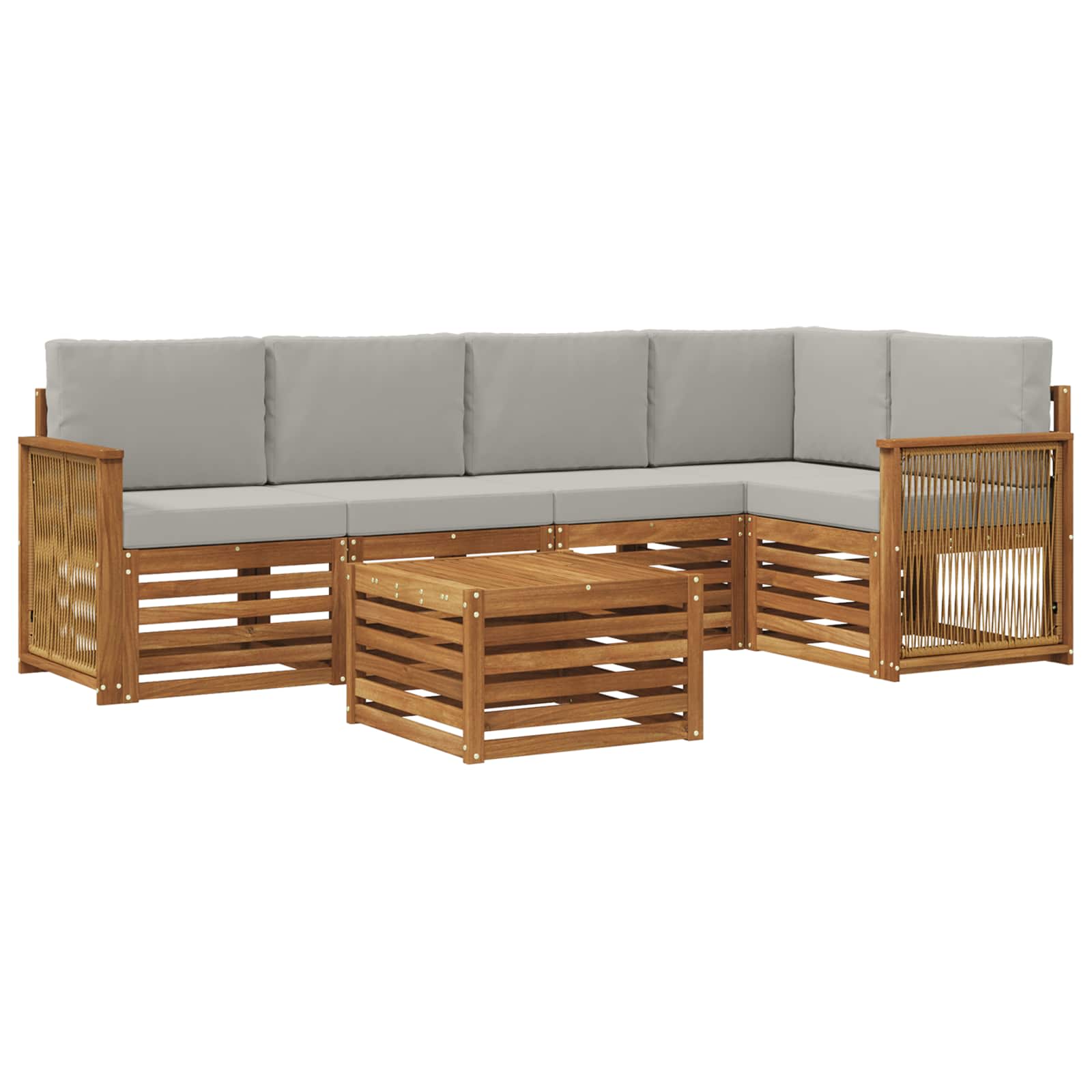 Ecksofa Set mit Kissen 5 pcs Natürlich und Hellgrau