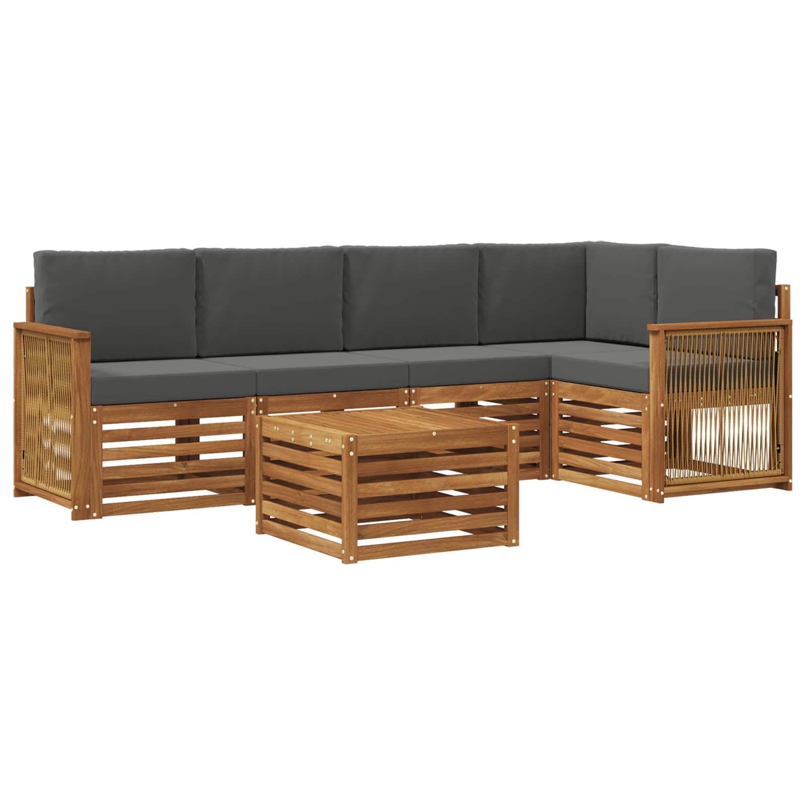 Ecksofa Set mit Kissen 5 pcs Natur und Anthrazit