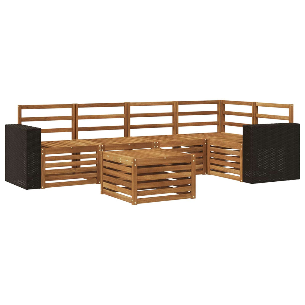 Ecksofa Set 6 pcs Natur Massivholz Akazie