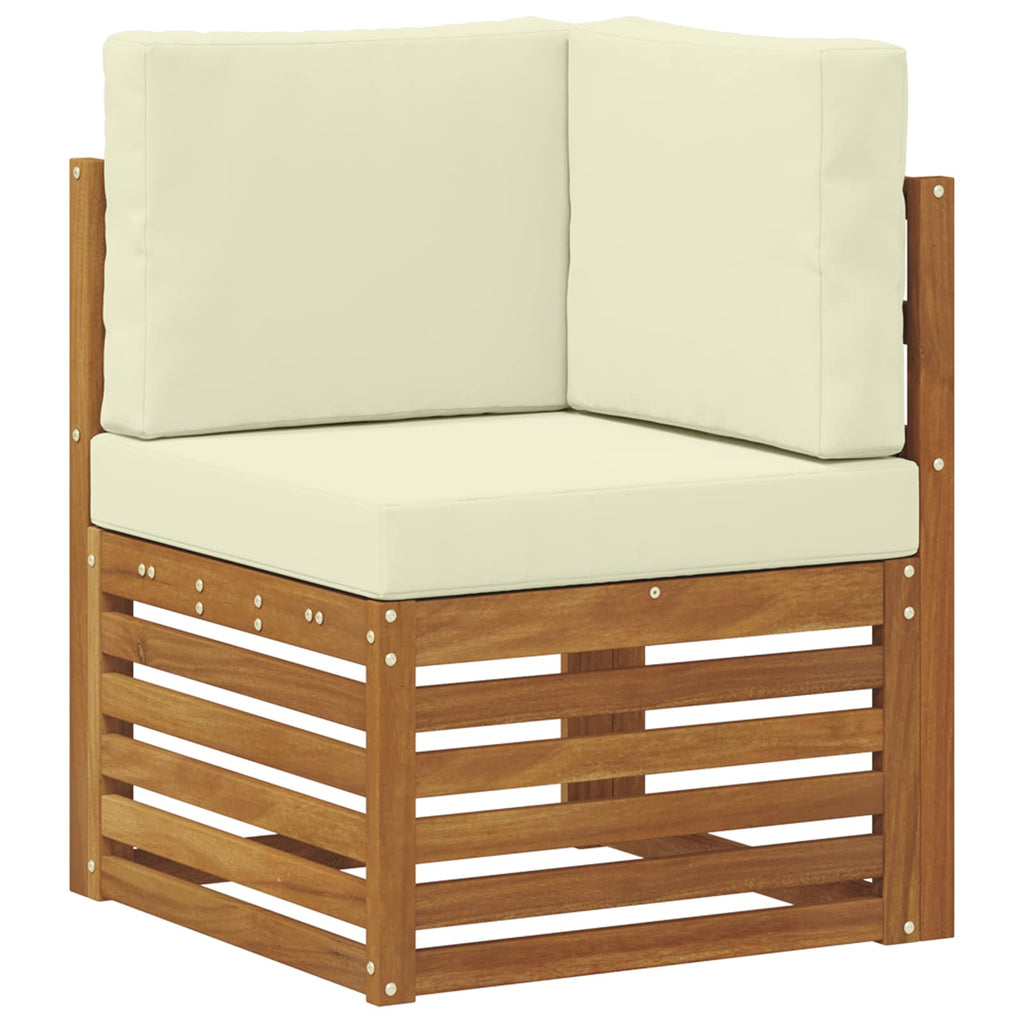 Ecksofa Set mit Kissen 6 pcs Natur und Creme Massivholz Akazie