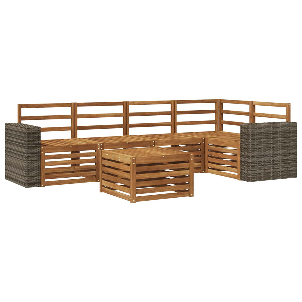 Ecksofa Set 6 pcs Natur Massivholz Akazie