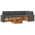 Ecksofa Set 6 pcs Natur und Anthrazit Massivholz Akazie