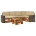 Ecksofa Set mit Kissen 6 pcs Natur und Beige Massivholz Akazie