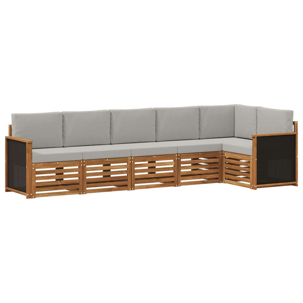 Ecksofa Set mit Kissen 5 pcs Natürlich und Hellgrau
