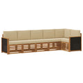 Ecksofa Set 5 pcs Natur Massives Akazienholz und Polyester