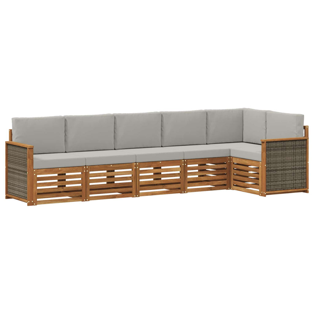 Ecksofa Set mit Kissen 5 pcs Natürlich und Hellgrau