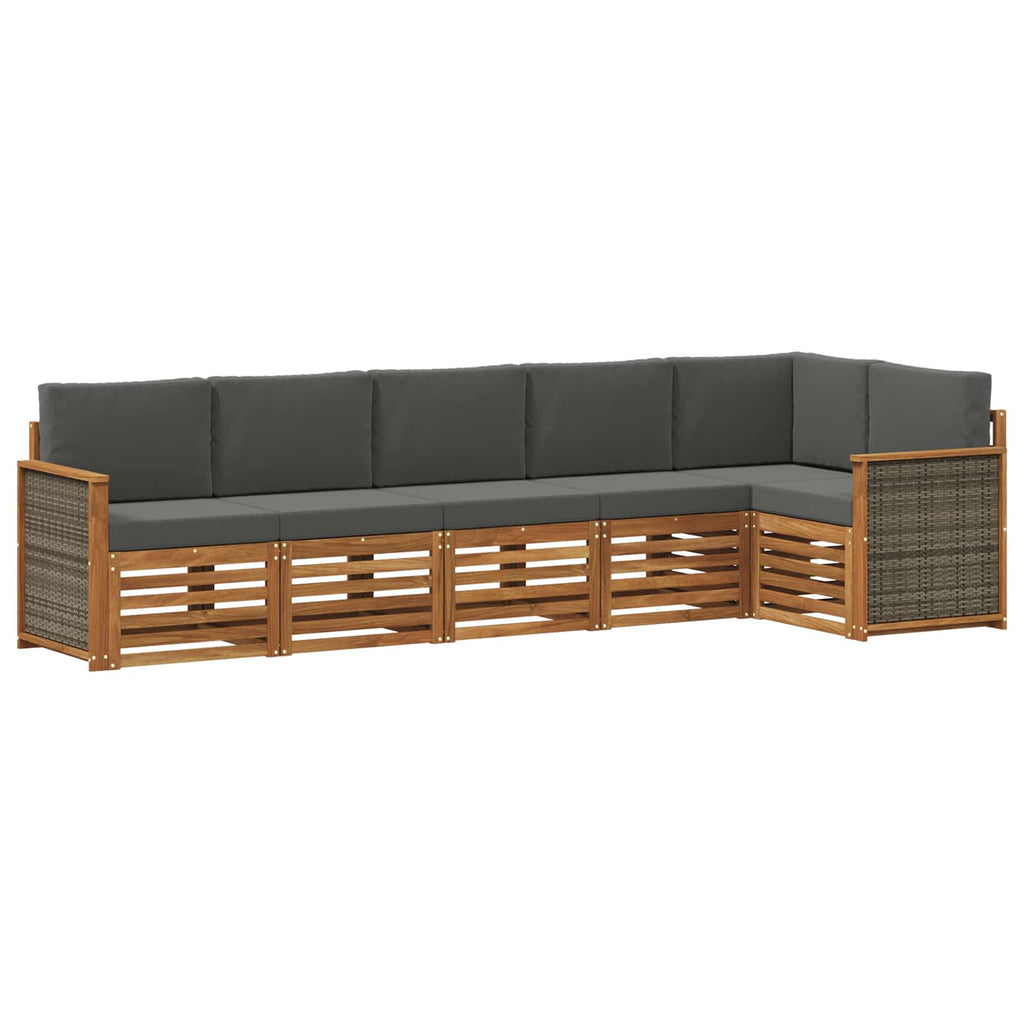 Ecksofa Set mit Kissen 5 pcs Natur und Anthrazit