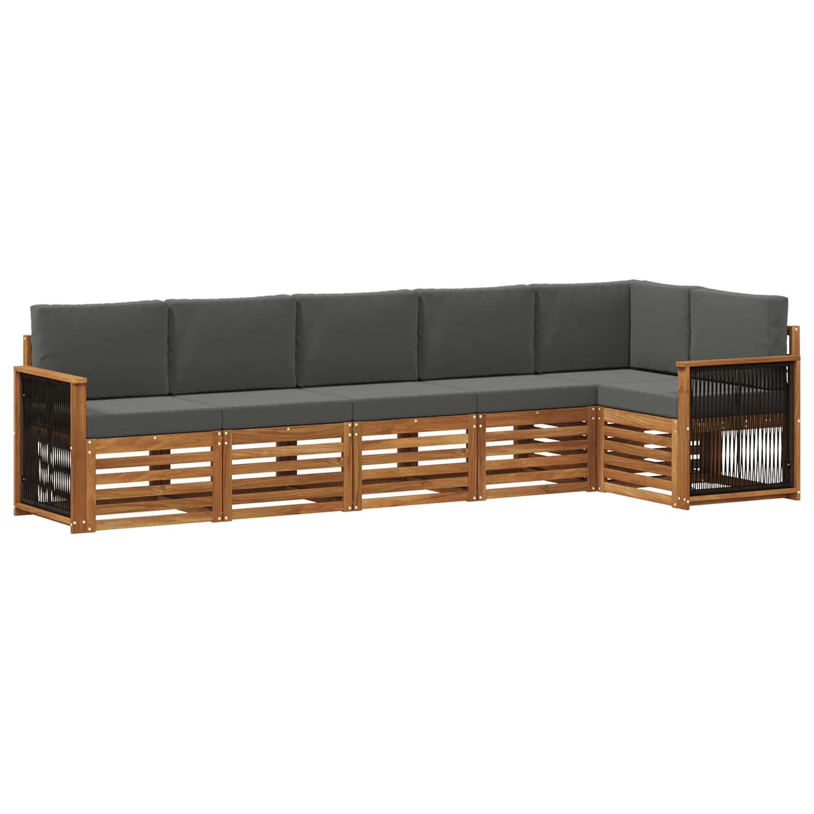 Ecksofa Set mit Kissen 5 pcs Natur und Anthrazit