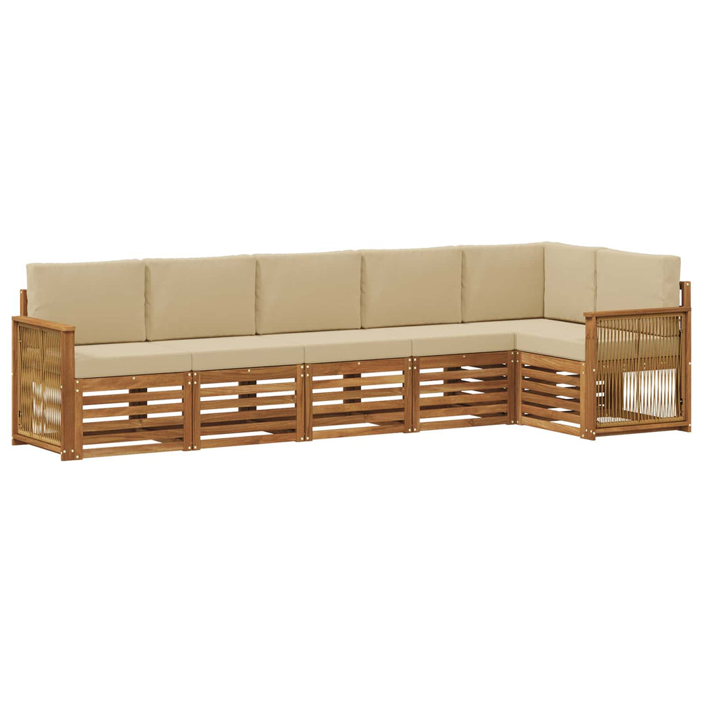Ecksofa Set 5 pcs Natur Massives Akazienholz und Polyester
