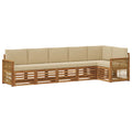 Ecksofa Set 5 pcs Natur Massives Akazienholz und Polyester