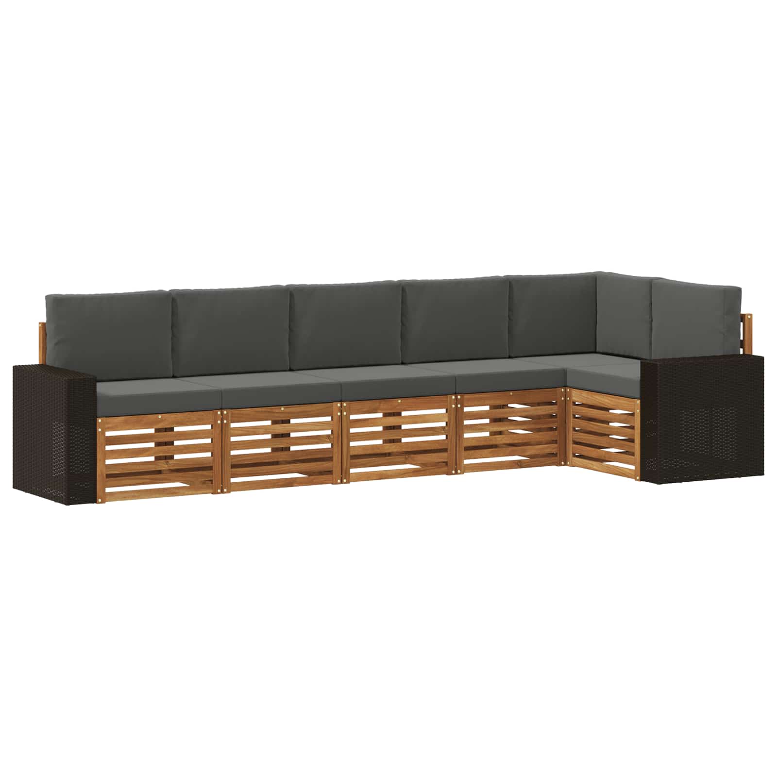 Ecksofa Set 6 pcs Natur und Anthrazit Massivholz Akazie