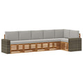 Ecksofa Set 6 pcs Natürlich und Hellgrau Massivholz Akazie