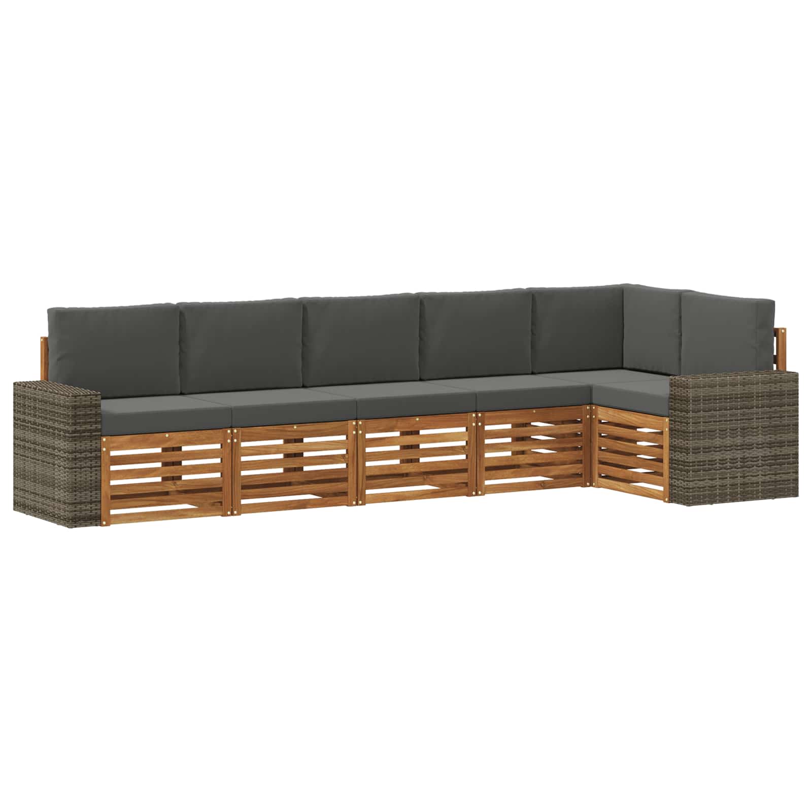 Ecksofa Set 6 pcs Natur und Anthrazit Massivholz Akazie
