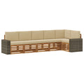 Ecksofa Set mit Kissen 6 pcs Natur und Beige Massivholz Akazie