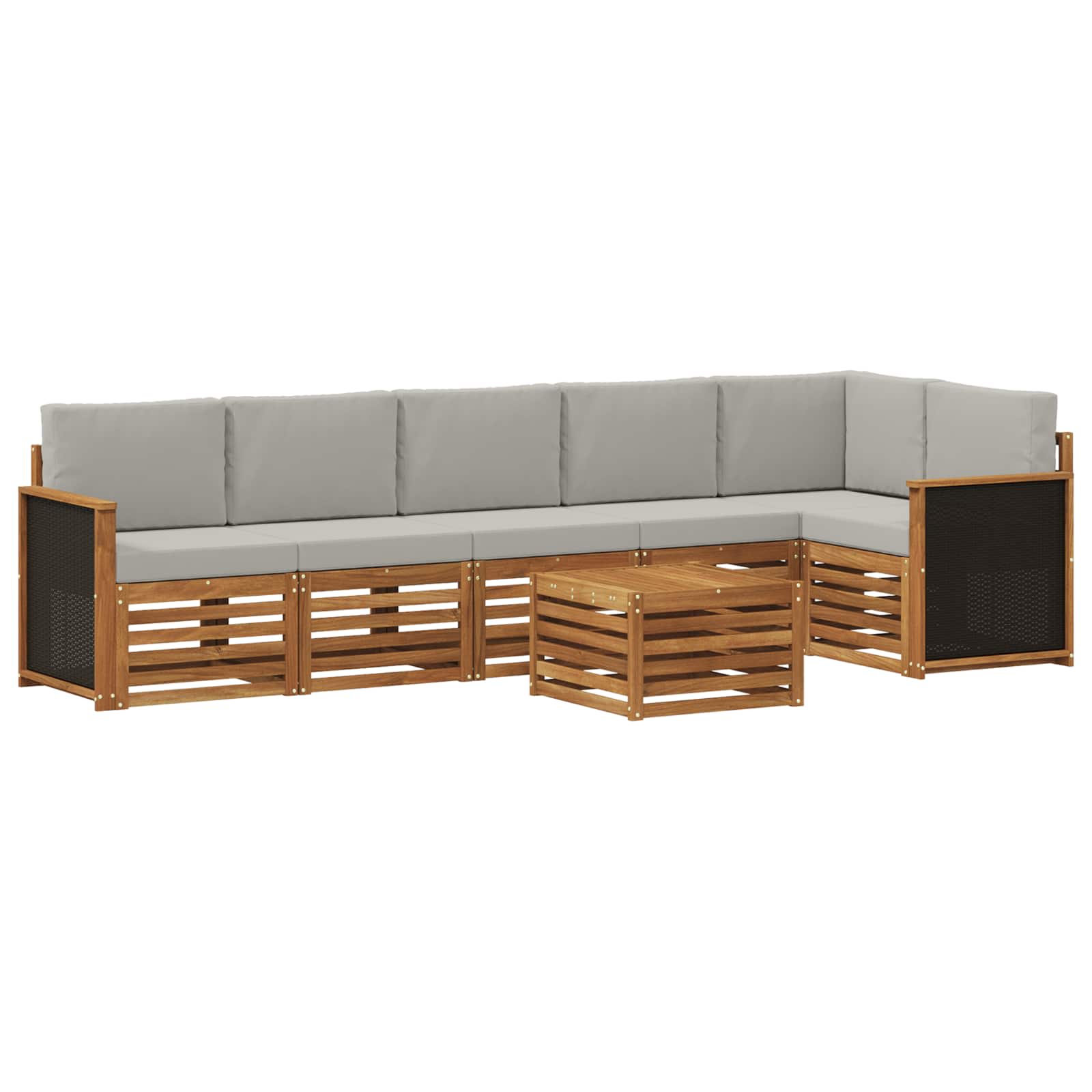 Ecksofa Set mit Kissen 6 pcs Natürlich und Hellgrau