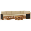 Ecksofa Set 6 pcs Natur Massives Akazienholz und Polyester
