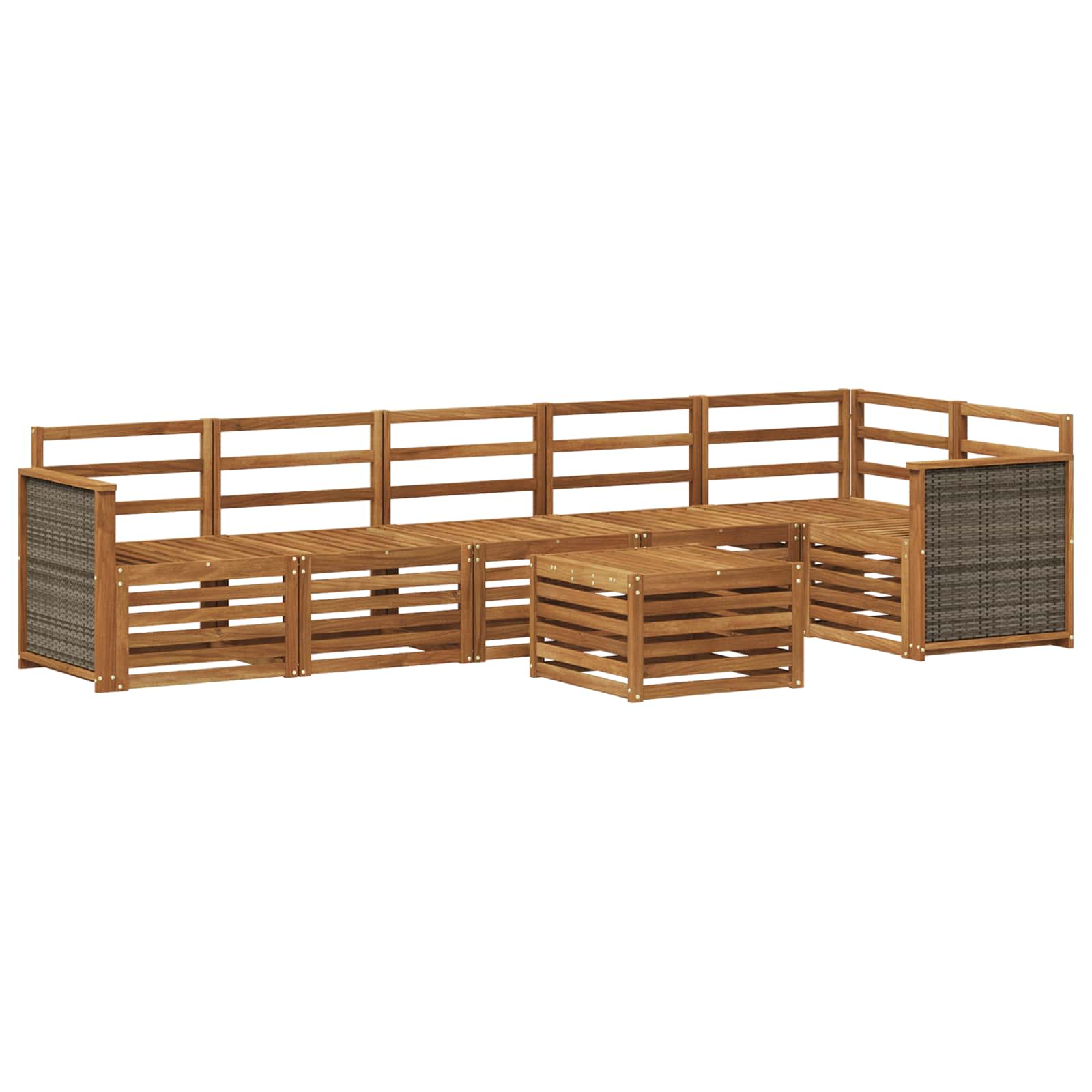 Ecksofa Set 6 pcs Natur Massivholz Akazie