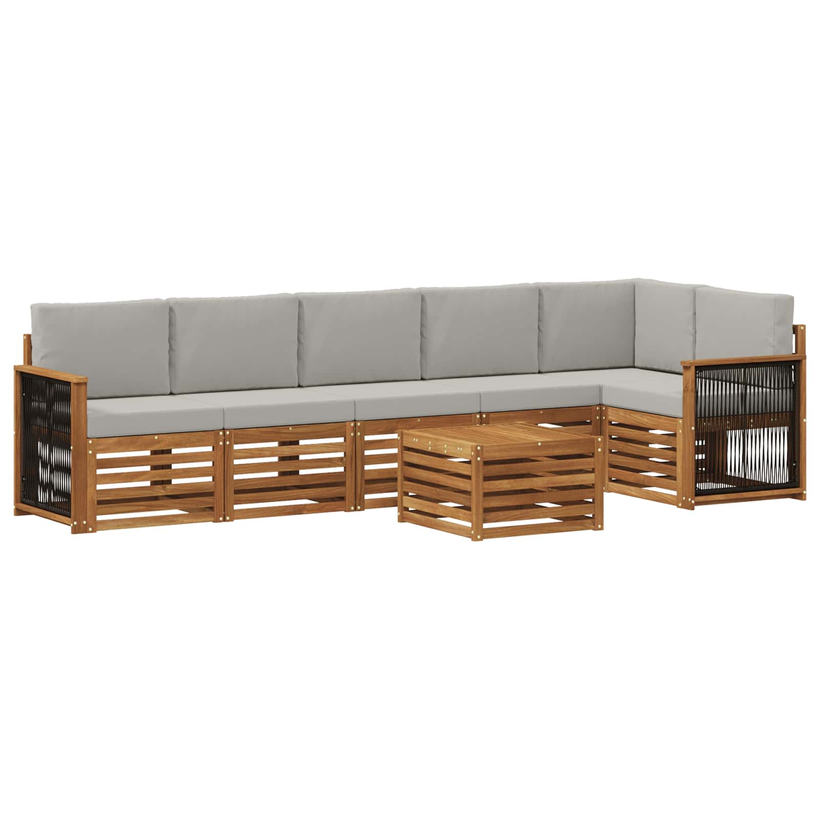 Ecksofa Set mit Kissen 6 pcs Natürlich und Hellgrau
