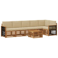 Ecksofa Set 6 pcs Natur Massives Akazienholz und Polyester
