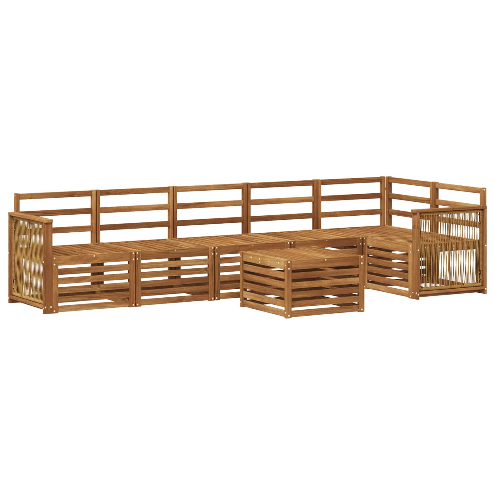 Ecksofa Set 6 pcs Natur Massivholz Akazie
