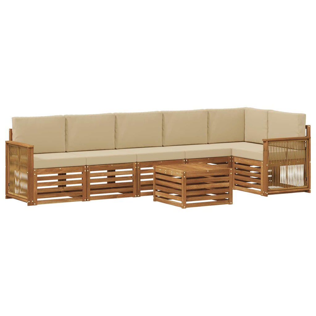 Ecksofa Set 6 pcs Natur Massives Akazienholz und Polyester