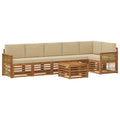 Ecksofa Set 6 pcs Natur Massives Akazienholz und Polyester