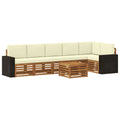 Ecksofa Set mit Kissen 7 pcs Natur und Creme Massivholz Akazie