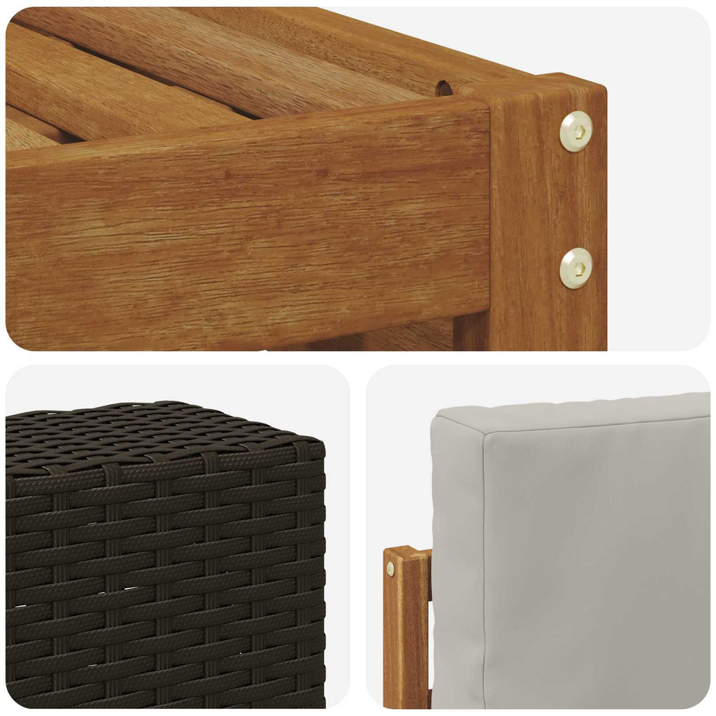 Ecksofa Set 7 pcs Natürlich und Hellgrau Massivholz Akazie