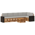 Ecksofa Set 7 pcs Natürlich und Hellgrau Massivholz Akazie