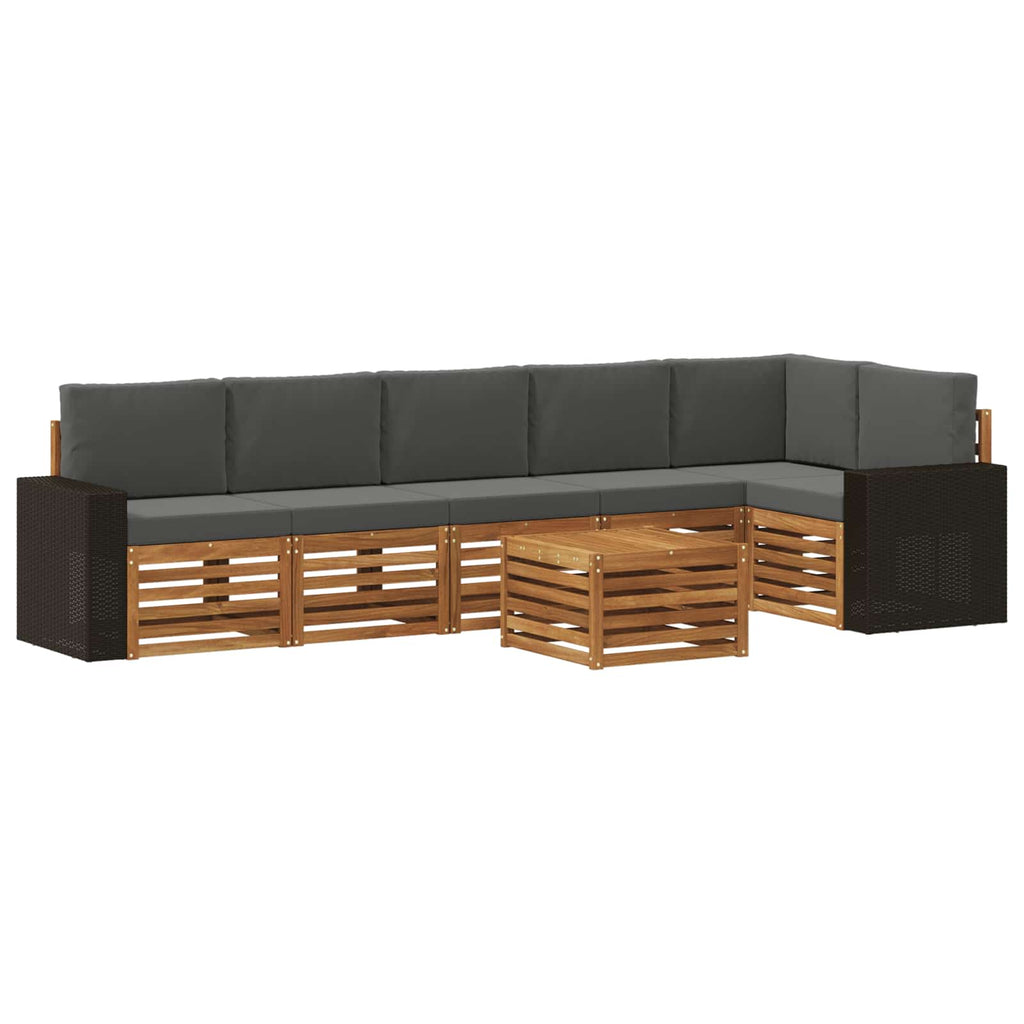 Ecksofa Set 7 pcs Natur und Anthrazit Massivholz Akazie
