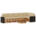Ecksofa Set mit Kissen 7 pcs Natur und Beige Massivholz Akazie