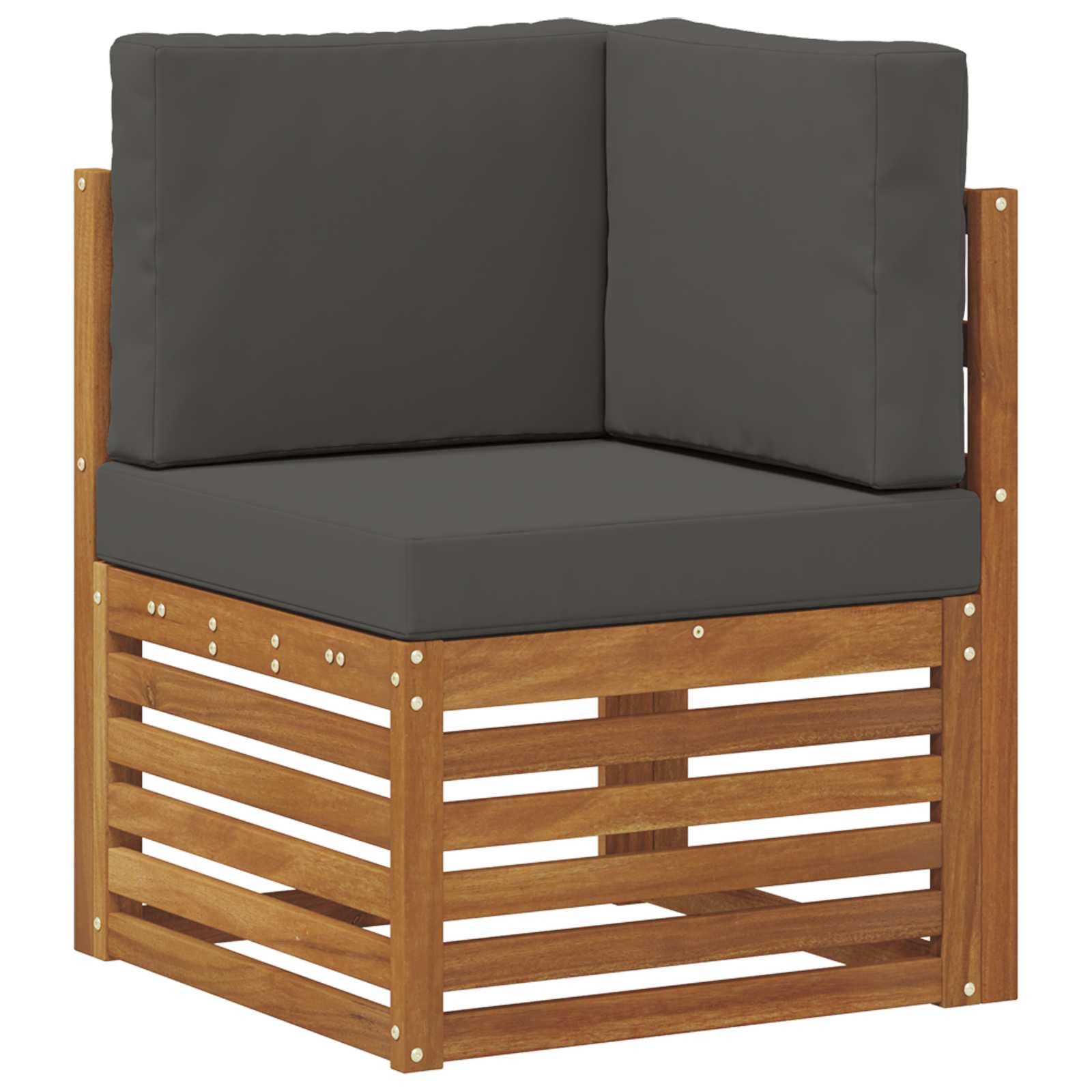 Ecksofa Set 7 pcs Natur und Anthrazit Massivholz Akazie