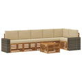 Ecksofa Set mit Kissen 7 pcs Natur und Beige Massivholz Akazie