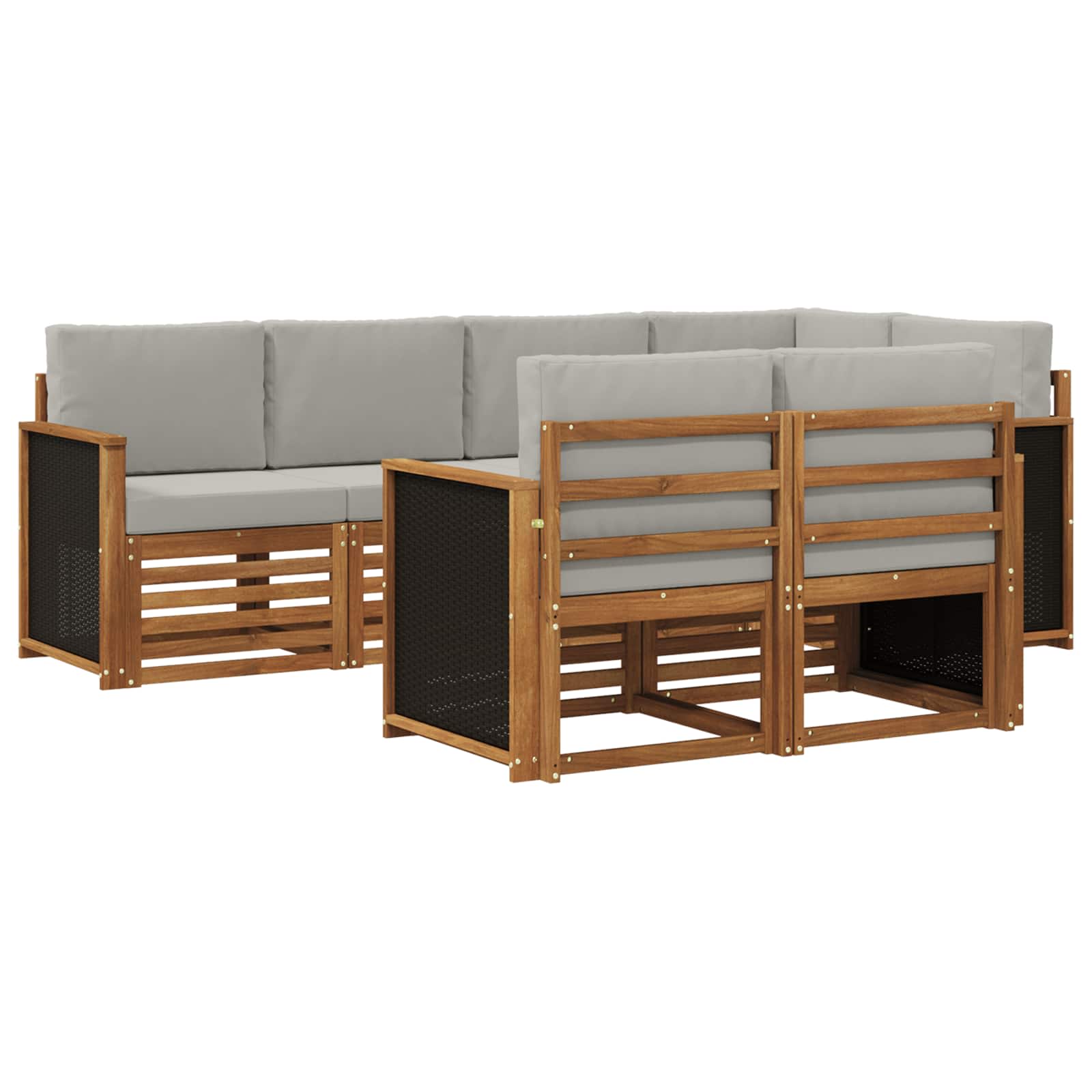 Ecksofa Set mit Kissen 6 pcs Natürlich und Hellgrau