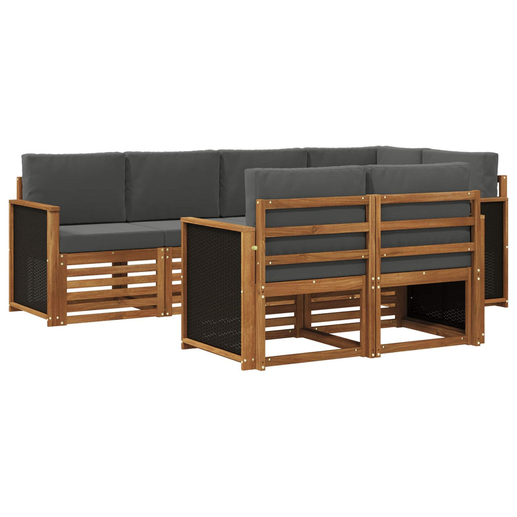 Ecksofa Set mit Kissen 6 pcs Natur und Anthrazit