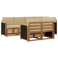 Ecksofa Set 6 pcs Natur Massives Akazienholz und Polyester