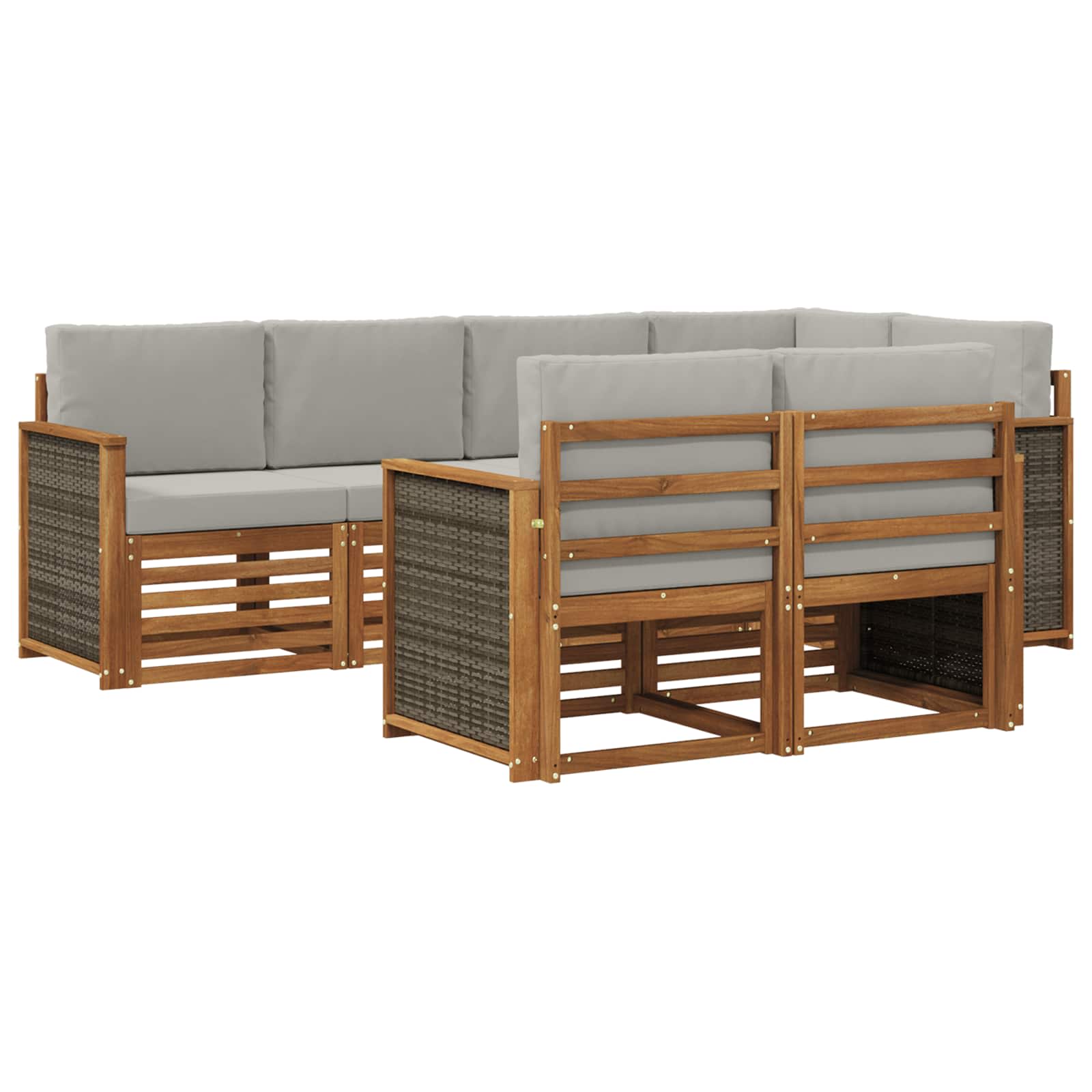 Ecksofa Set mit Kissen 6 pcs Natürlich und Hellgrau