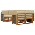 Ecksofa Set 6 pcs Natur Massives Akazienholz und Polyester