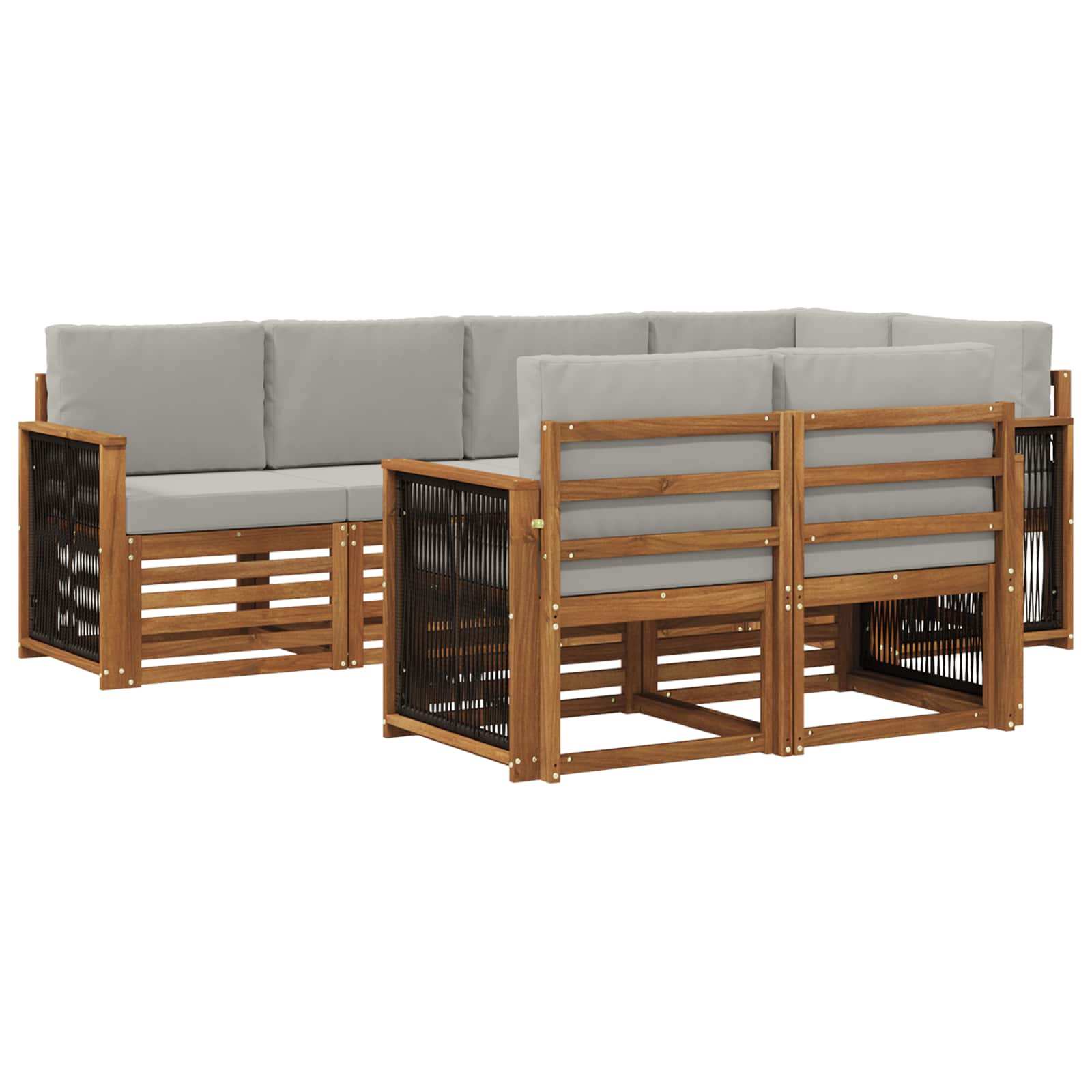 Ecksofa Set mit Kissen 6 pcs Natürlich und Hellgrau